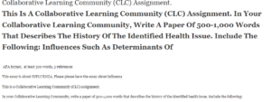 Collaborative Learning Community (CLC) Assignment.