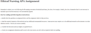 Ethical Nursing APA Assignment