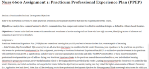 Practicum Professional Experience Plan (PPEP)