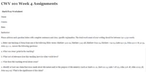 CWV 101 Week 4 Assignments