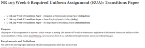 Required Uniform Assignment (RUA): Transitions Paper