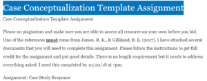 Case Conceptualization Template Assignment