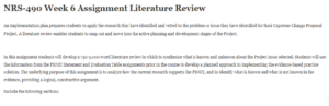 NRS-490 Week 6 Assignment Literature Review