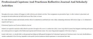 Professional Capstone And Practicum Reflective Journal And Scholarly Activities