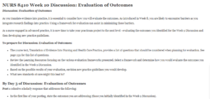 Evaluation of Outcomes
