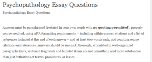 Psychopathology Essay Questions