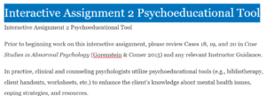 Psychoeducational Tool