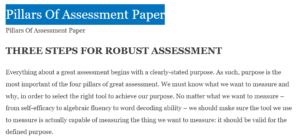 Pillars Of Assessment Paper