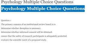 Psychology Multiple Choice Questions