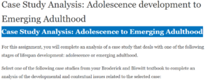 Case Study Analysis: Adolescence to Emerging Adulthood