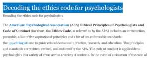 Decoding the ethics code for psychologists