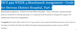 Goals for Stevens District Hospital, Part 1