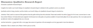Discussion: Qualitative Research Report