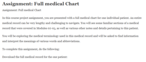 Assignment: Full medical Chart