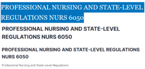 PROFESSIONAL NURSING AND STATE-LEVEL REGULATIONS NURS 6050