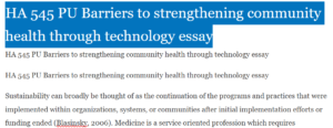 HA 545 PU Barriers to strengthening community health through technology essay