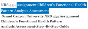 Assignment Children’s Functional Health Pattern Analysis Assessment