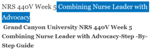 Combining Nurse Leader with Advocacy